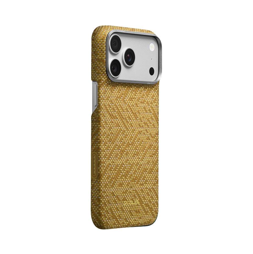 Iphone 18 Pro Max Karbon Kılıf Magsafe Uyumlu Aramid Fiber - Edge Golden Drift