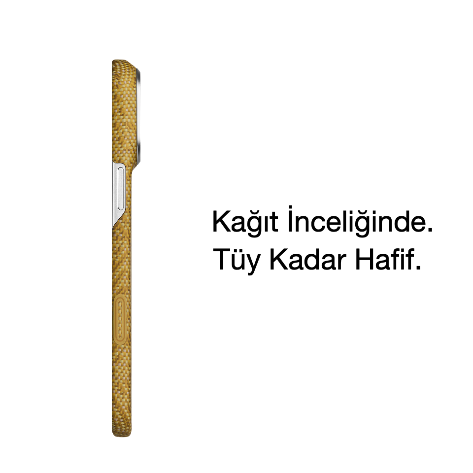 Iphone 18 Pro Karbon Kılıf Magsafe Uyumlu Aramid Fiber - Edge Golden Drift