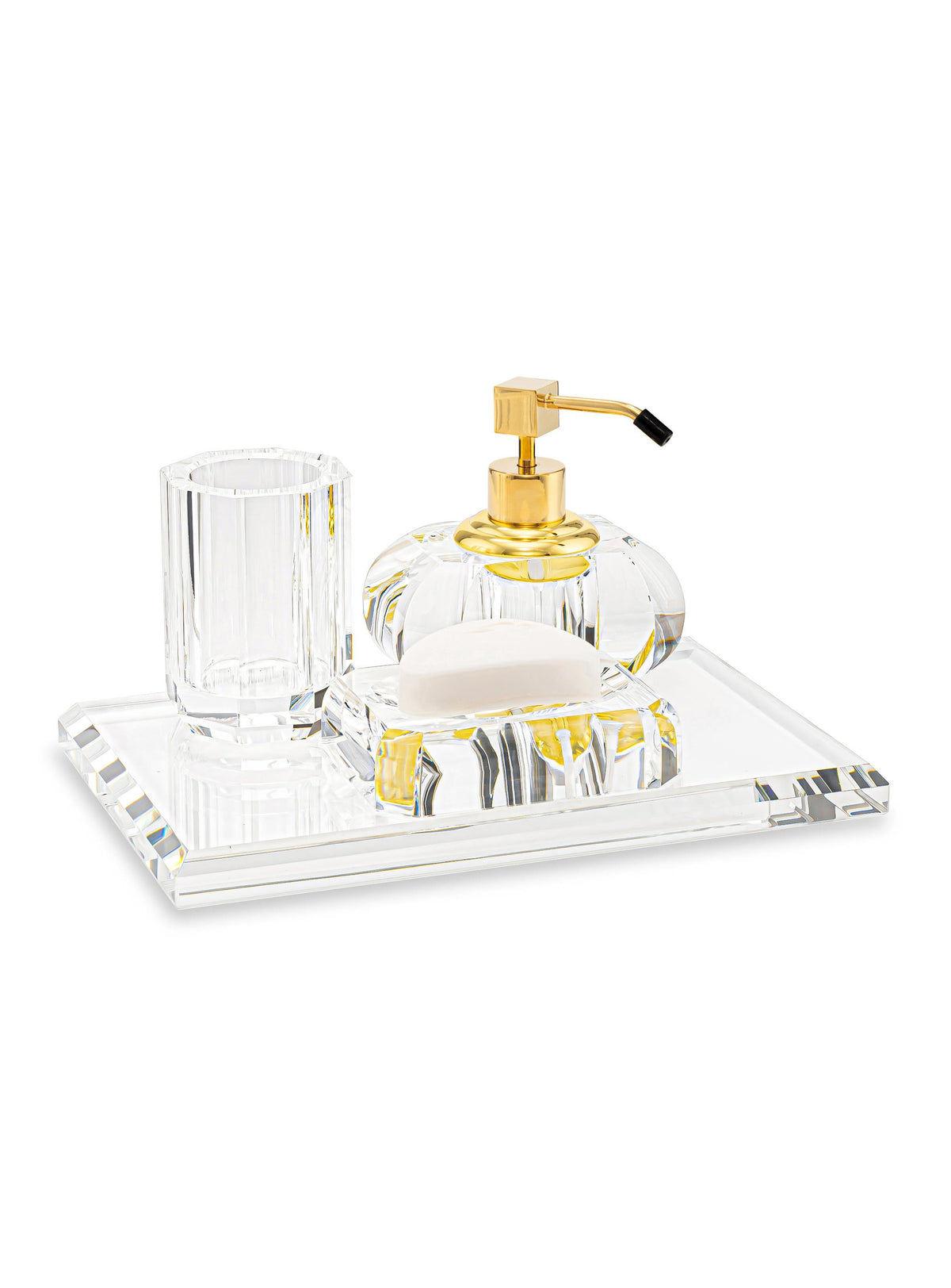 Memonza-Myra Kristal Banyo Core Set, 4 Parça, Gold-Banyo Düzenleyicileri-1-fleurdirect.live