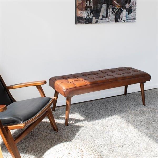 Napolyon Gerçek Deri Cappitone Bench