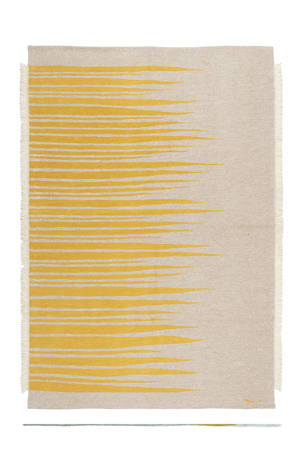 Ada El Dokuması Yün Kilim - Bej & Sarı - 150 X 200 Cm - 0