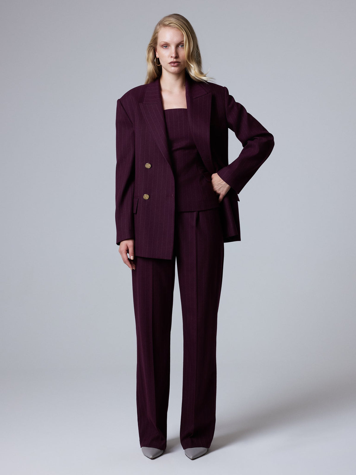 Sia Kruvaze Blazer Ceket - Bordo - 0