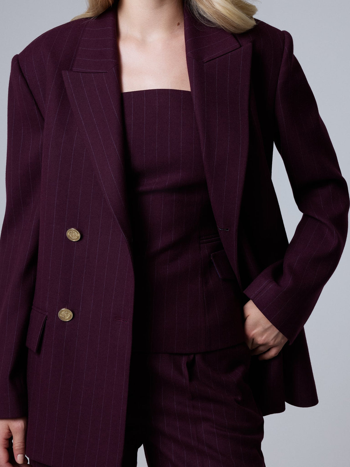 Sia Kruvaze Blazer Ceket - Bordo - 2