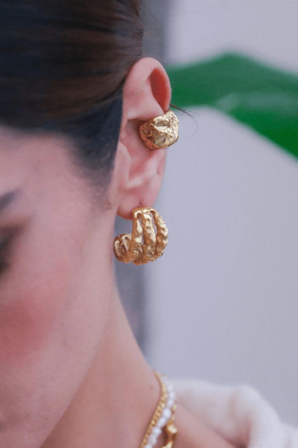 Linya Jewellery-Terty Amorf Üçlü Halka Küpe Gold-Küpe-2-fleurdirect.live
