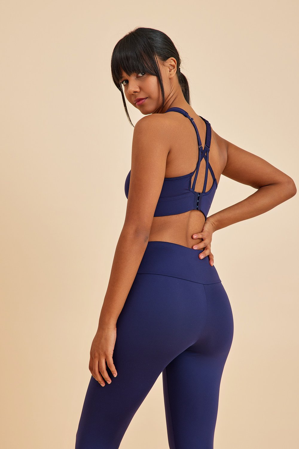 Amarelle-Sportive Lacivert Light Touch Uzun Toparlayıcı Spor Taytı-Activewear-4-fleurdirect.live