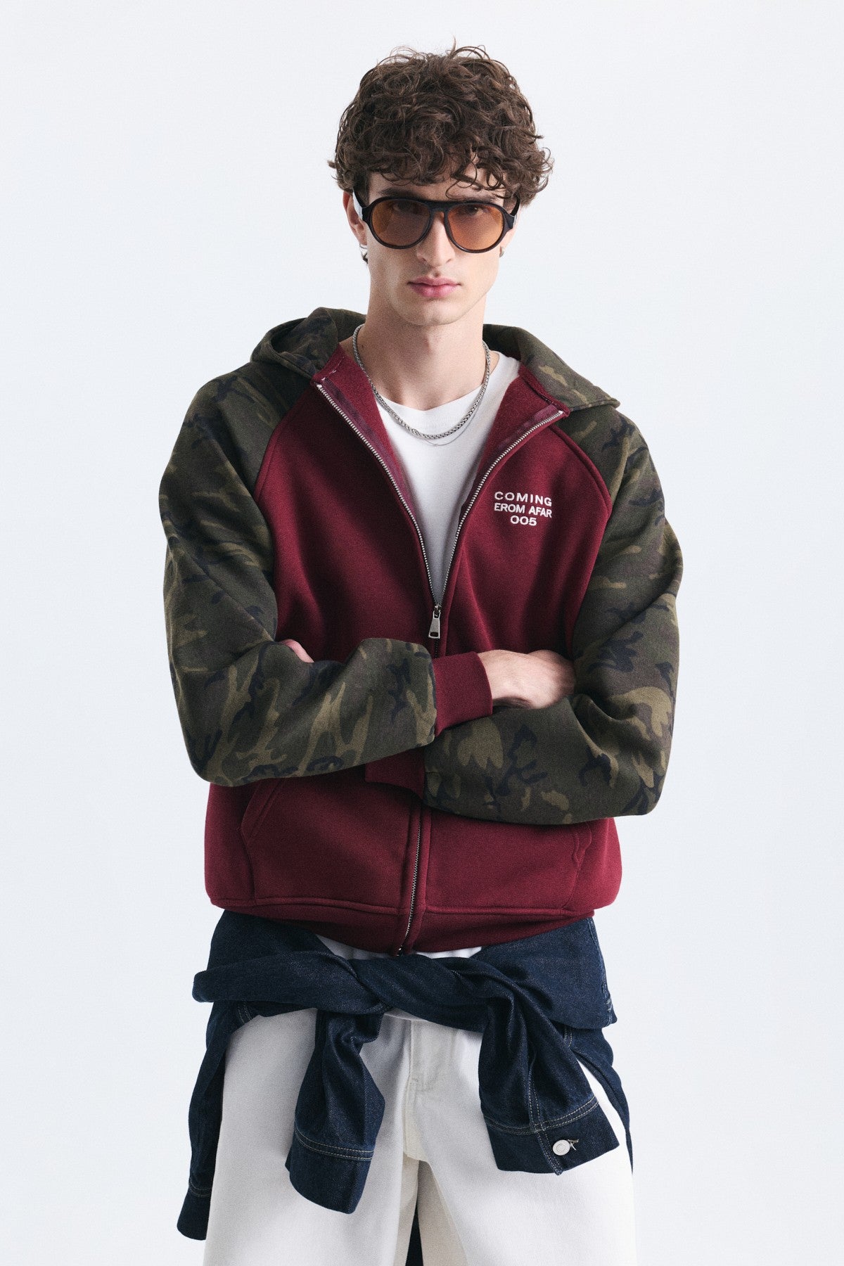 Kamuflaj Desenli Fermuarlı Sweatshirt