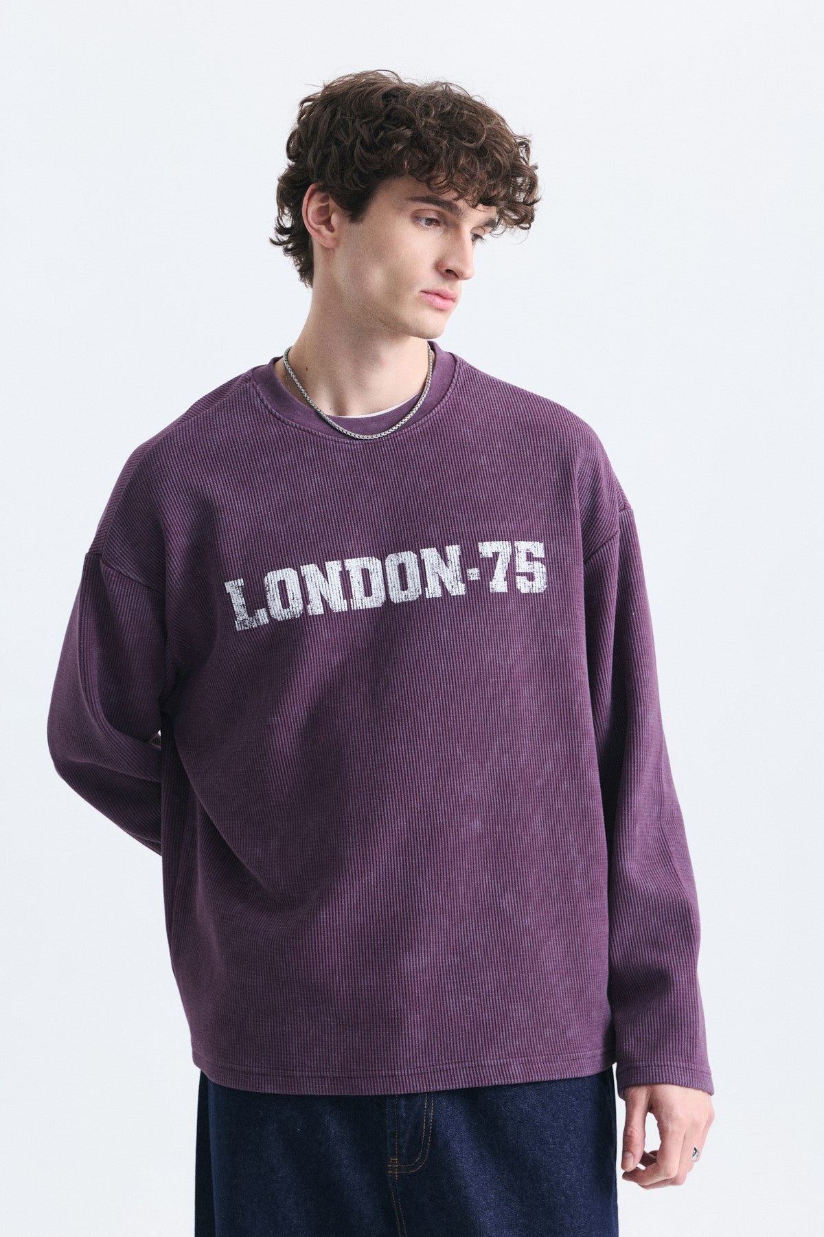 Dokulu London Baskılı Sweatshirt