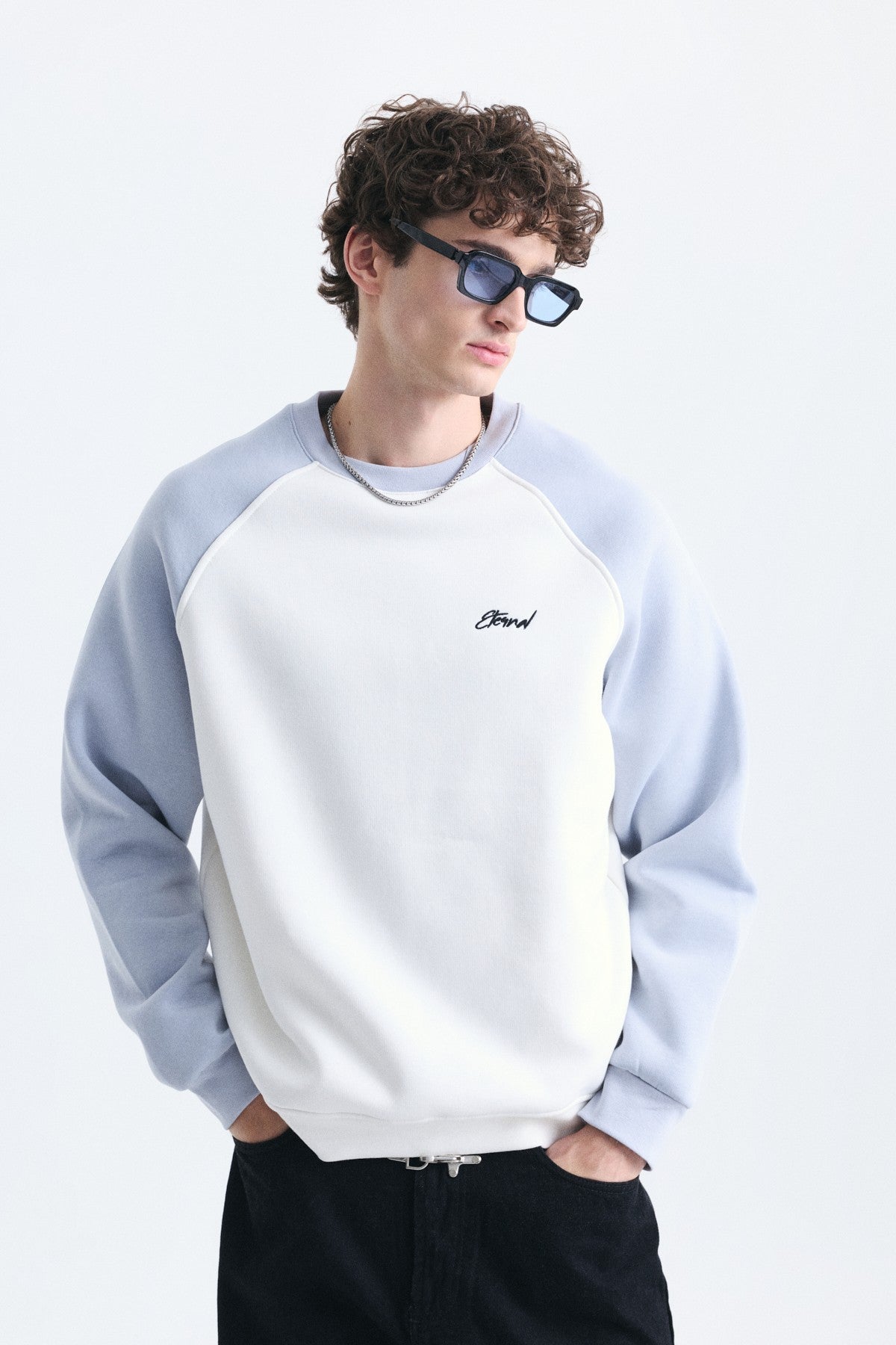 Oversize Renk Bloklu Sweatshirt