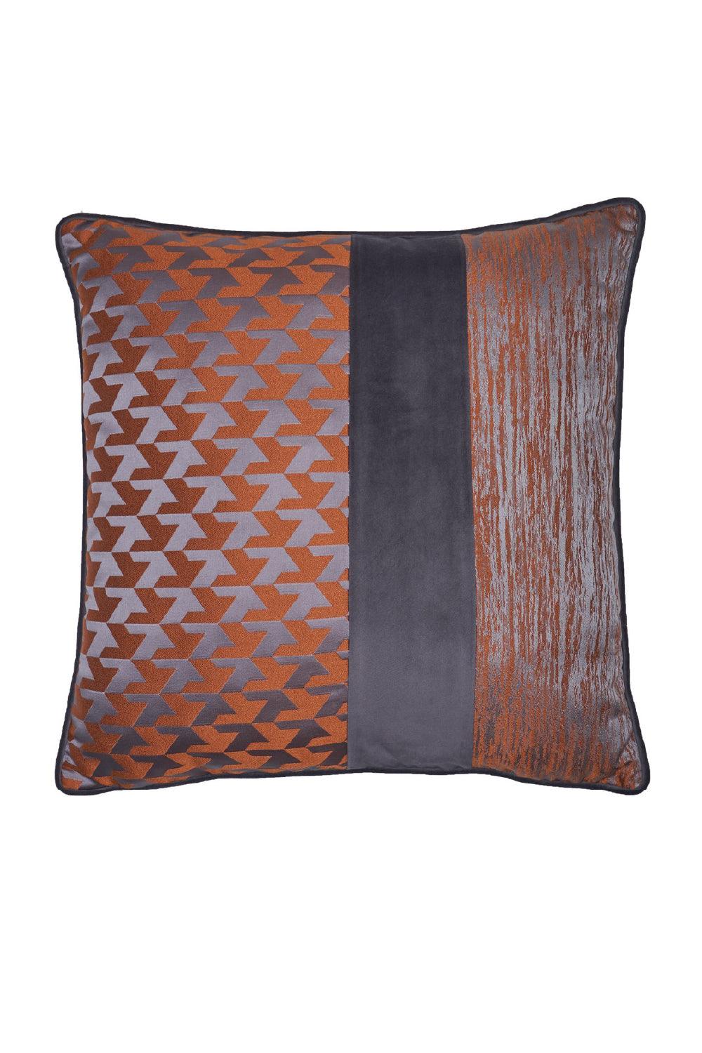 22 Maggio Istanbul-Diamante Taba Gri Üç Şerit Jakar Saten Yastık 50x50 cm-Yastık-1-fleurdirect.live