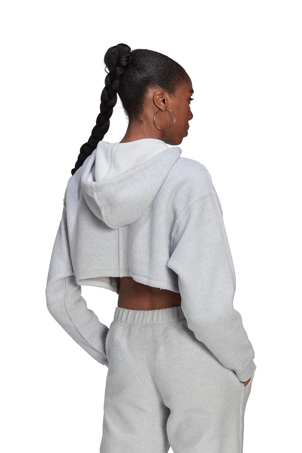 Adidas-Crop Full-Zip Loungewear Hoodie-Sweatshirts & Hoodies-2-fleurdirect.live