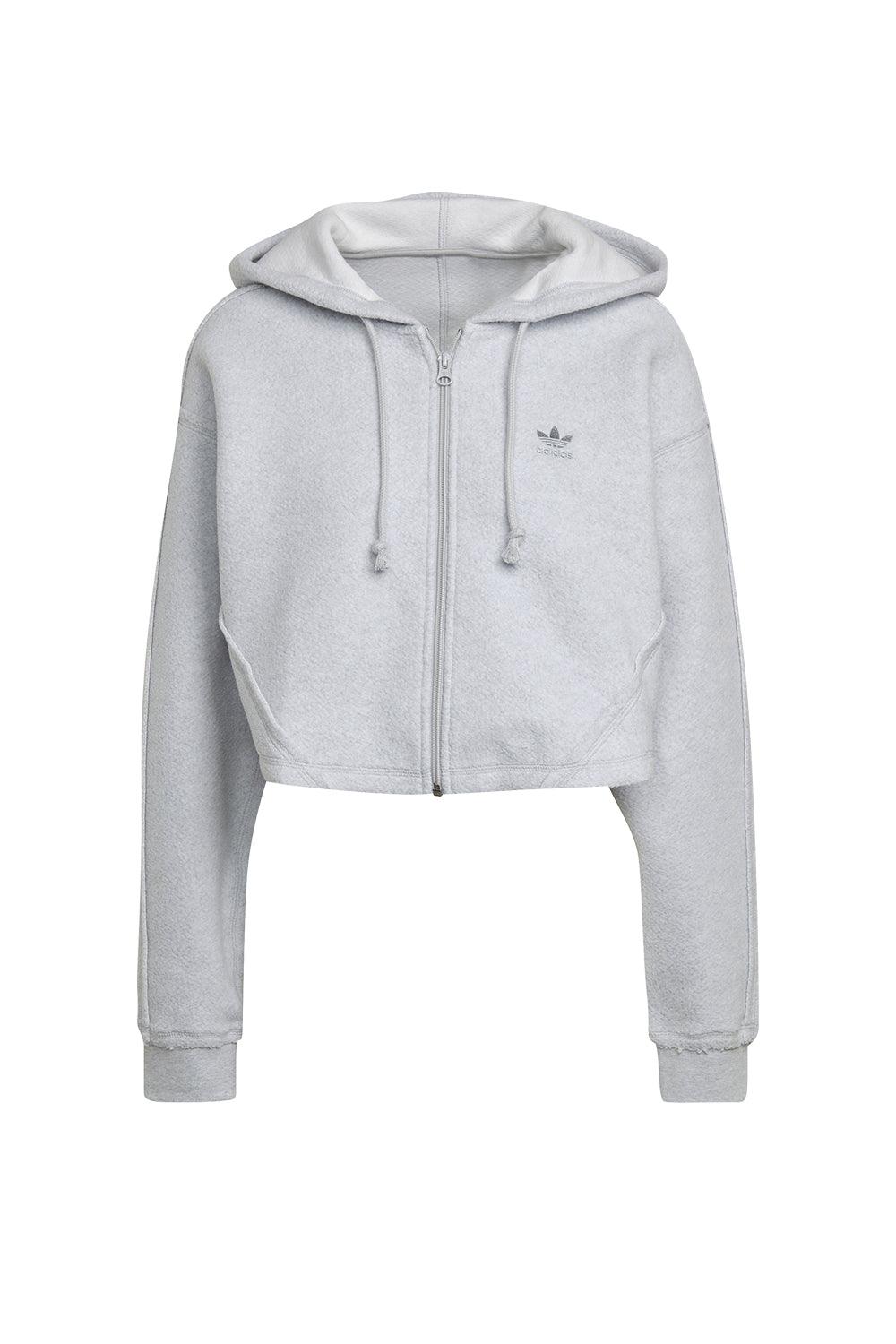 Adidas-Crop Full-Zip Loungewear Hoodie-Sweatshirts & Hoodies-3-fleurdirect.live