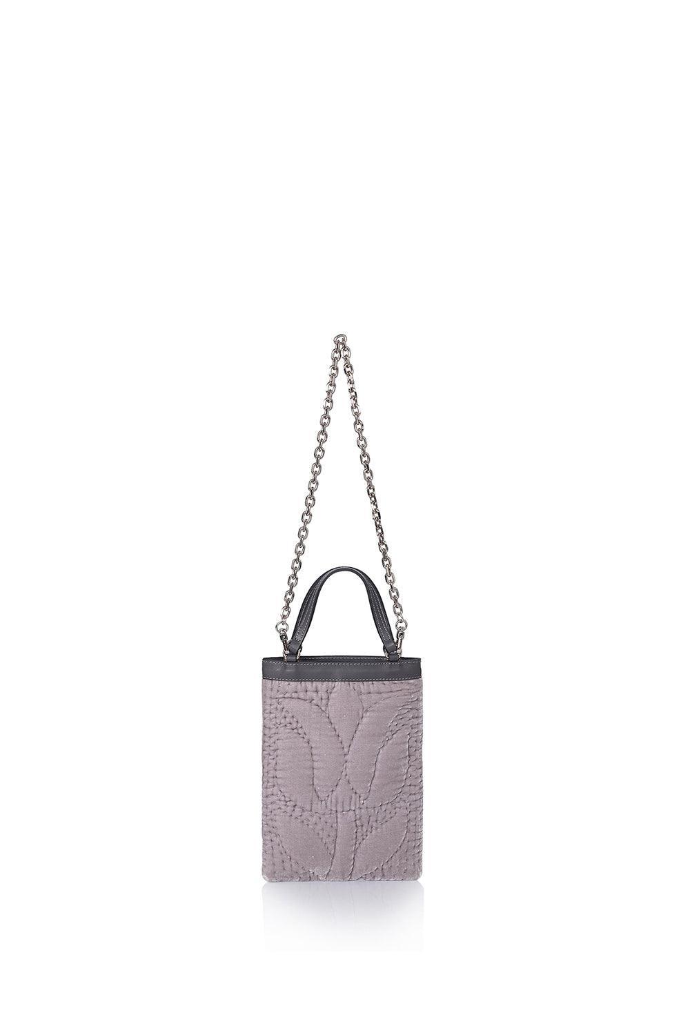 Atelier Melange-Şükran Mini El Çantası İpek Kadife Gri-Omuz Çantası-2-fleurdirect.live