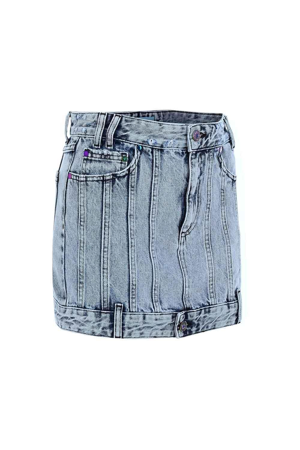 Certain-Ivy Skirt Acid Blue Wash-Etek-5-fleurdirect.live