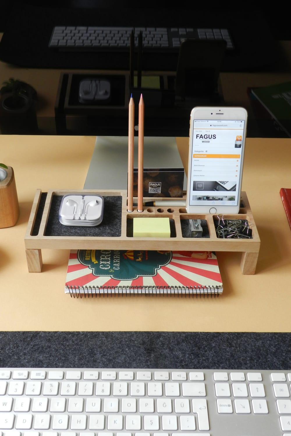 Fagus Wood-Mini Sharpy Masa Düzenleyici (Füme)-Masaüstü Organizer-1-fleurdirect.live