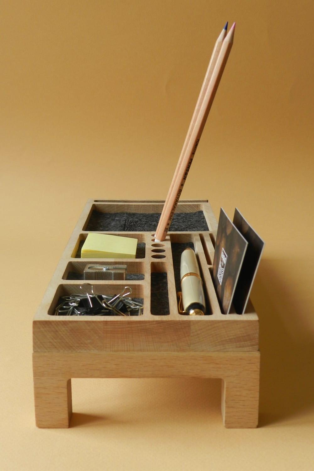 Fagus Wood-Mini Sharpy Masa Düzenleyici (Füme)-Masaüstü Organizer-10-fleurdirect.live