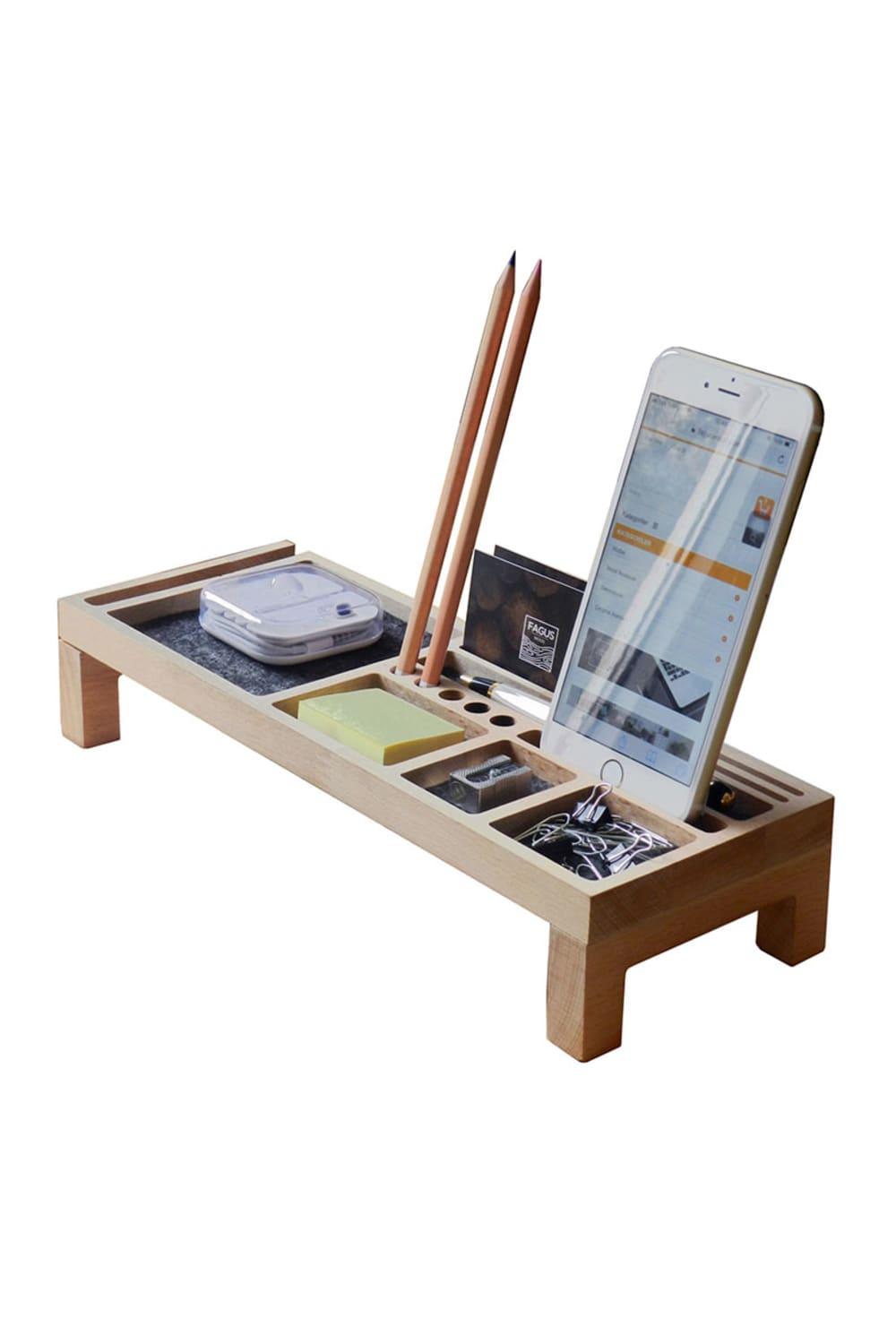 Fagus Wood-Mini Sharpy Masa Düzenleyici (Füme)-Masaüstü Organizer-20-fleurdirect.live