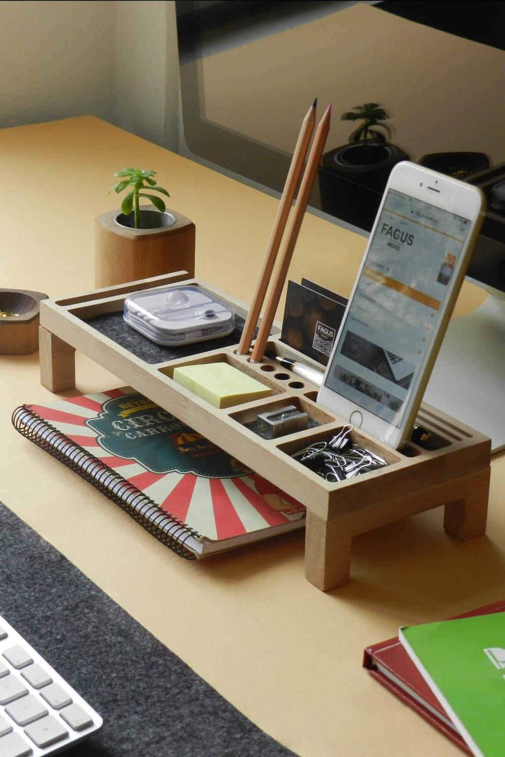 Fagus Wood-Mini Sharpy Masa Düzenleyici (Füme)-Masaüstü Organizer-3-fleurdirect.live