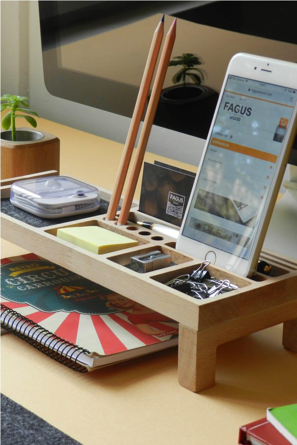 Fagus Wood-Mini Sharpy Masa Düzenleyici (Füme)-Masaüstü Organizer-4-fleurdirect.live