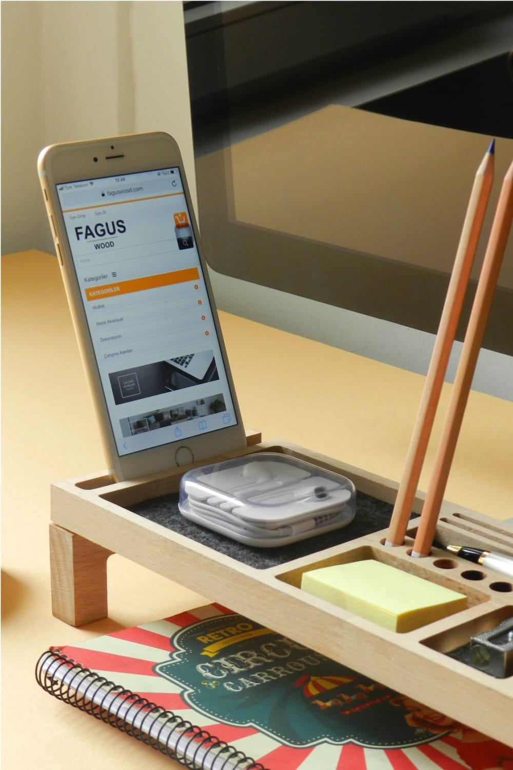 Fagus Wood-Mini Sharpy Masa Düzenleyici (Füme)-Masaüstü Organizer-5-fleurdirect.live