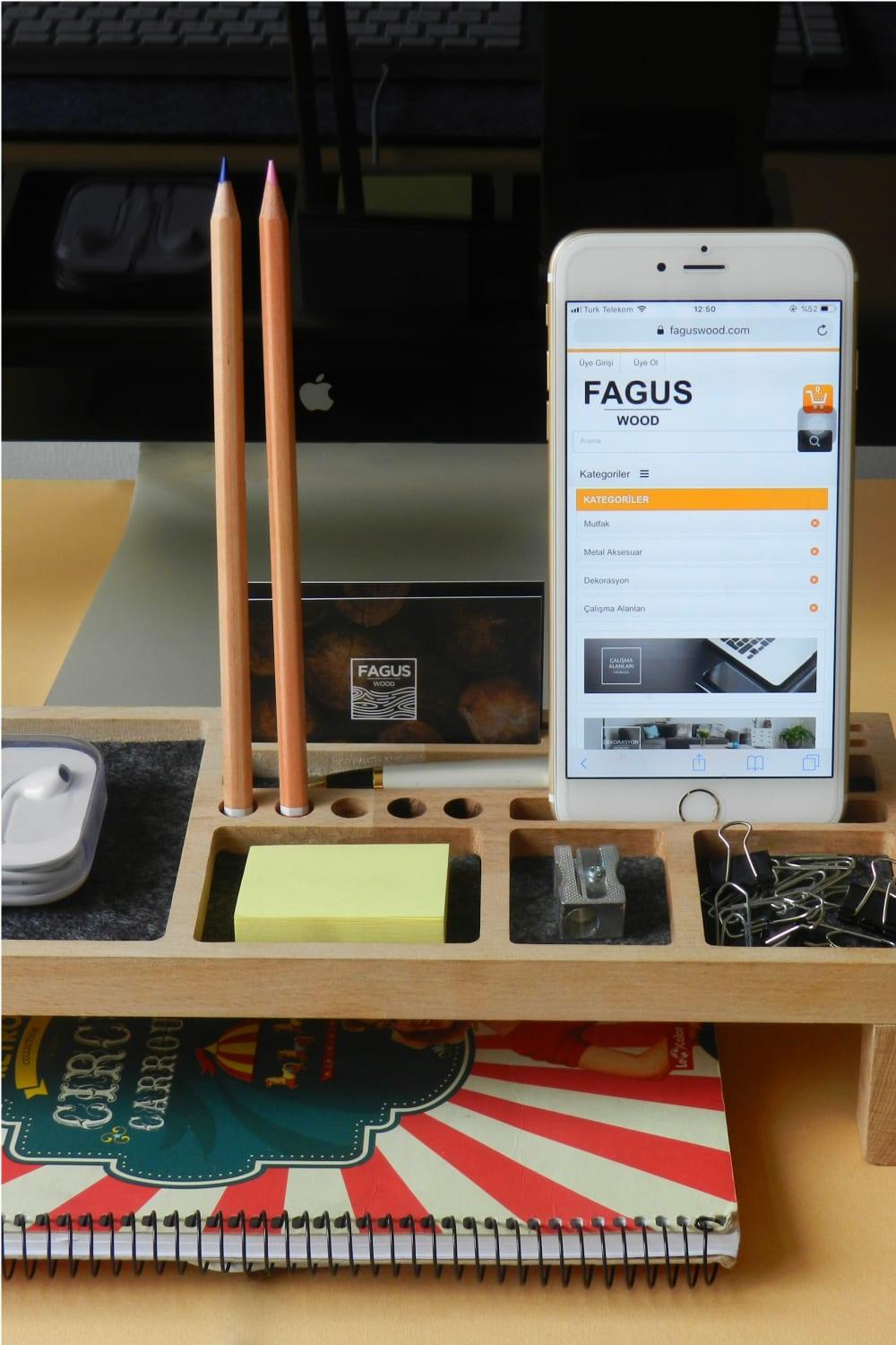 Fagus Wood-Mini Sharpy Masa Düzenleyici (Füme)-Masaüstü Organizer-7-fleurdirect.live