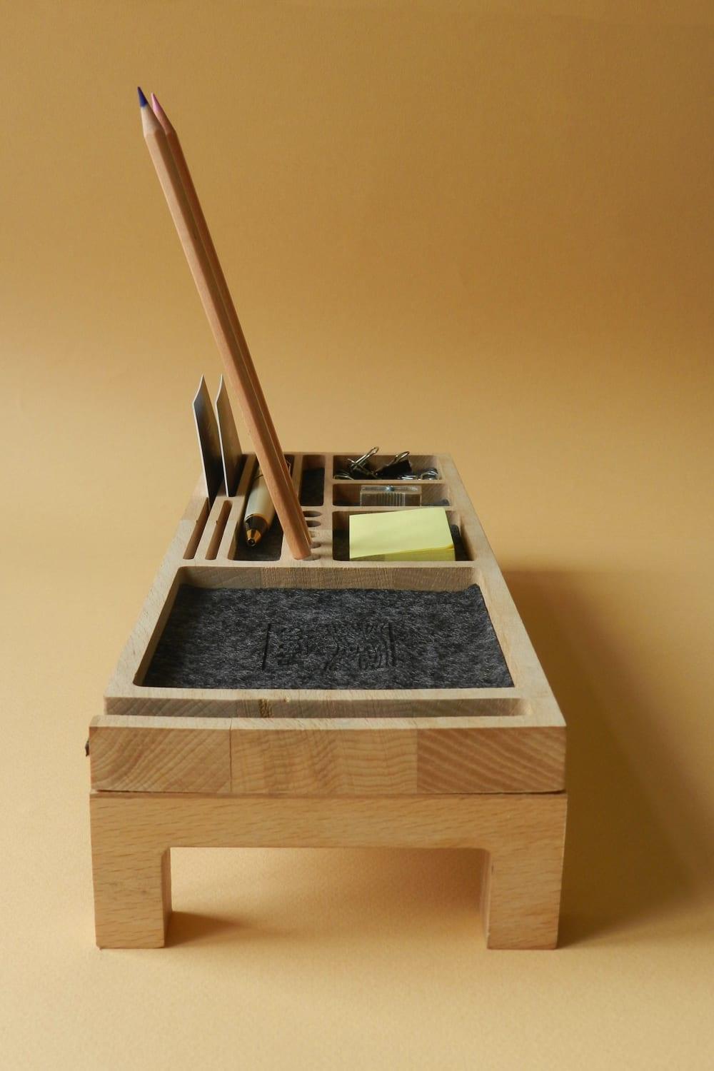 Fagus Wood-Mini Sharpy Masa Düzenleyici (Füme)-Masaüstü Organizer-9-fleurdirect.live