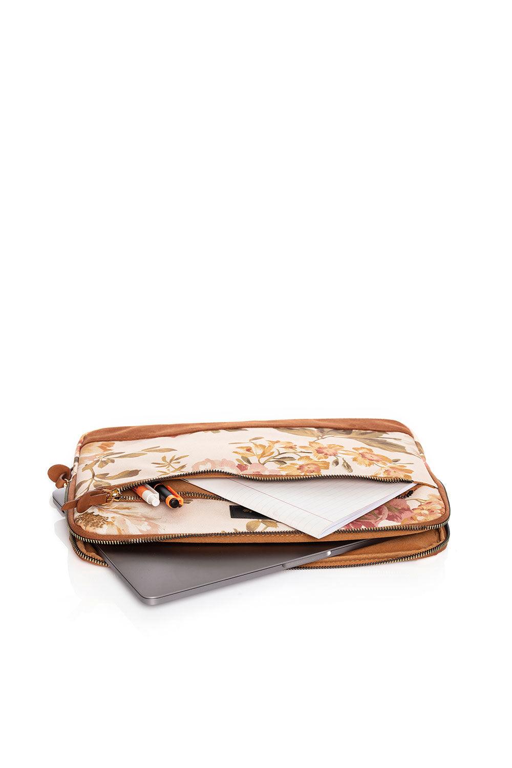 Fudela-Fudela 13-14 Inch Cream Roses Macbook- Laptop Bag-Laptop Çantası-3-fleurdirect.live