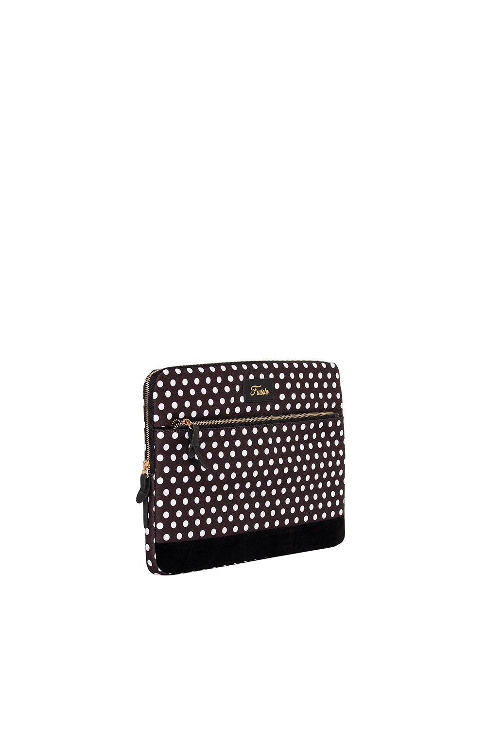 Fudela-Fudela 15.6 Inch Black Polka Dot Macbook- Laptop Bag-Laptop Çantası-2-fleurdirect.live