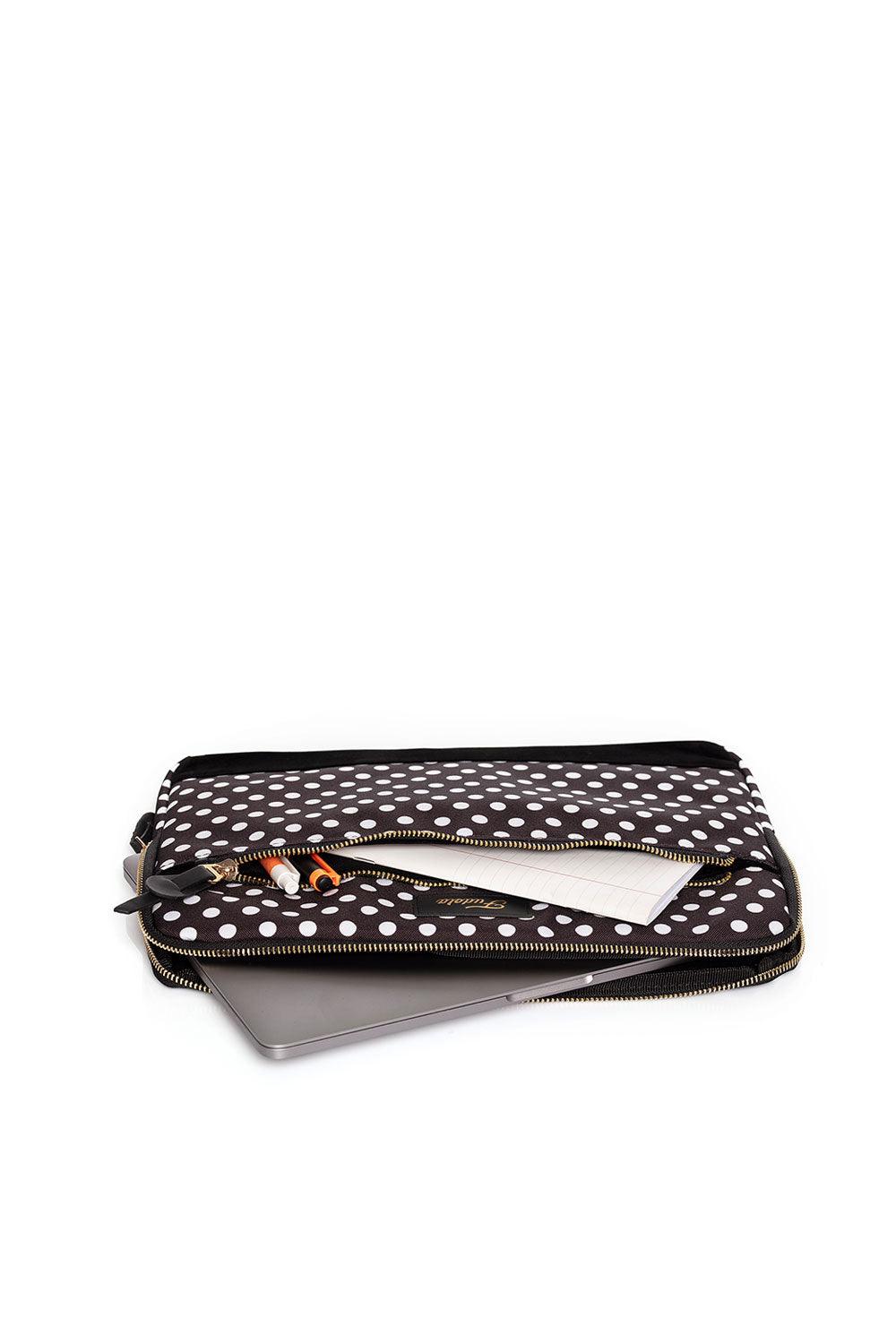 Fudela-Fudela 15.6 Inch Black Polka Dot Macbook- Laptop Bag-Laptop Çantası-3-fleurdirect.live