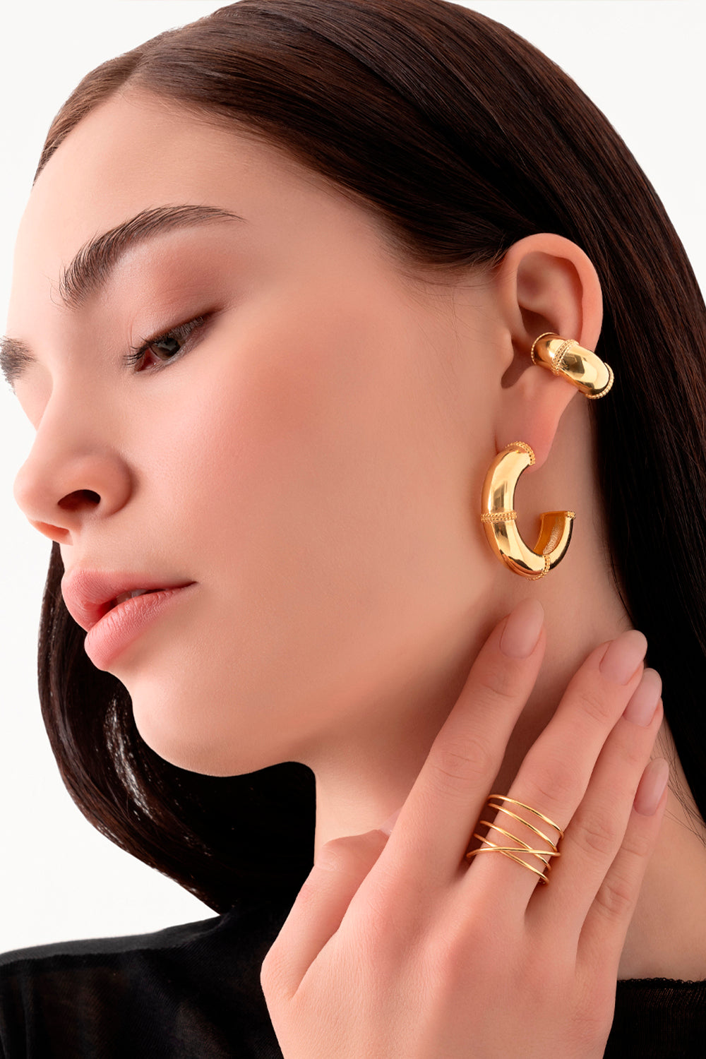 Gal İstanbul-Roma Earcuff Gold-Küpe-2-fleurdirect.live