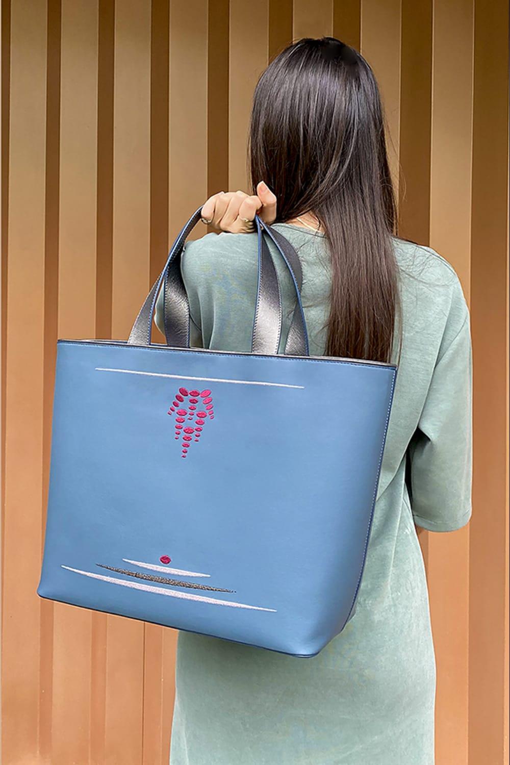 Geomi-Mun Tote - Travel Size - Petrol-Omuz Çantası-3-fleurdirect.live