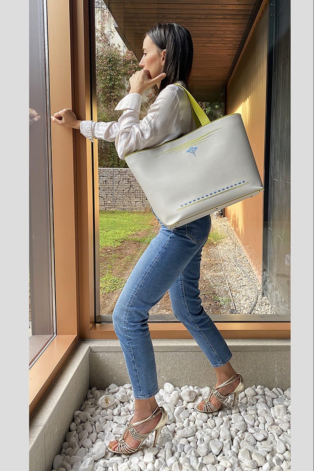 Geomi-Mun Tote - Travel Size - Vanilya-Omuz Çantası-1-fleurdirect.live