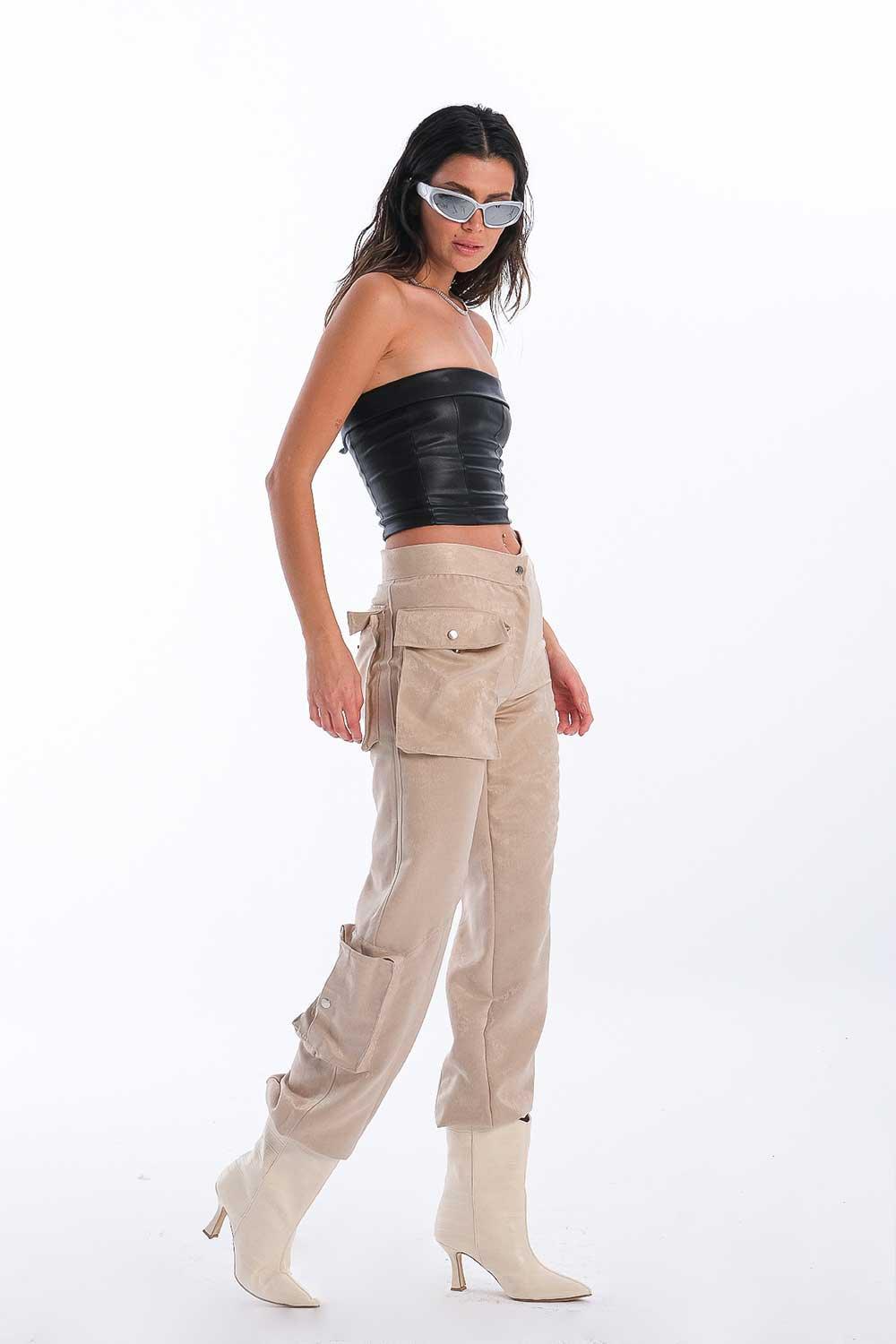 Kahshan-Doyenne Cargo Pants Beige-Pantolon-1-fleurdirect.live
