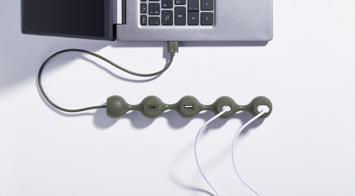 Lexon-Peas Hub 2 Usb çoğaltıcı Haki-Usb Çoğaltıcı-4-fleurdirect.live