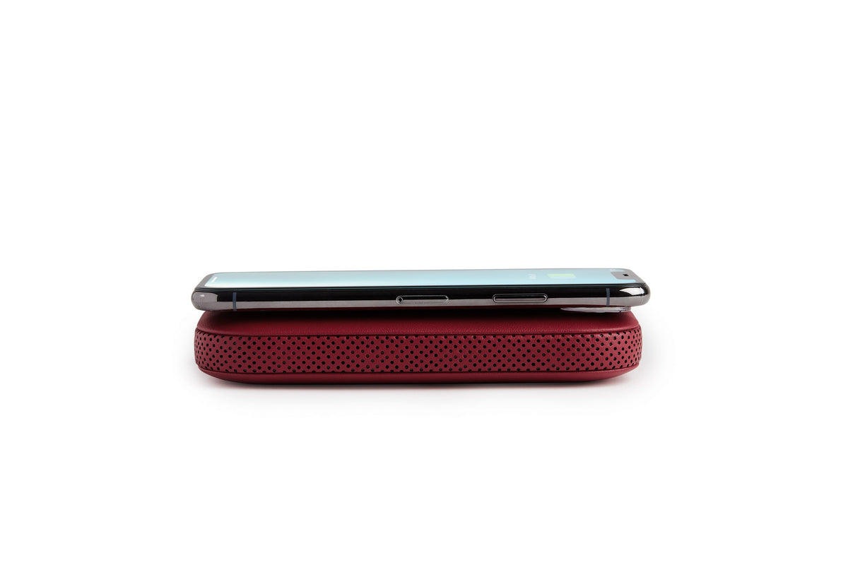 Lexon-Powersound Deri Kablosuz şarj Cihazı Ve Bluetooth Hoparlör Kırmızı-Taşınabilir Hoparlör-2-fleurdirect.live