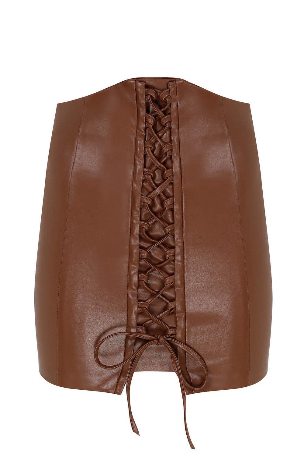 Maeve-Vegan Leather CrissCross Skirt-Etek-2-fleurdirect.live