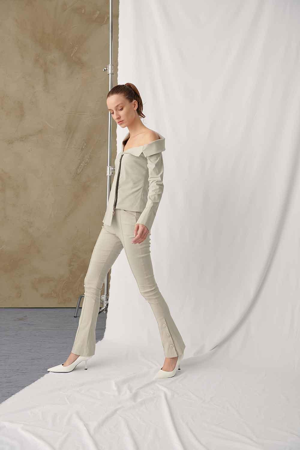 Mirimalist-Viva Pants Grey-Kumaş Pantolon-1-fleurdirect.live