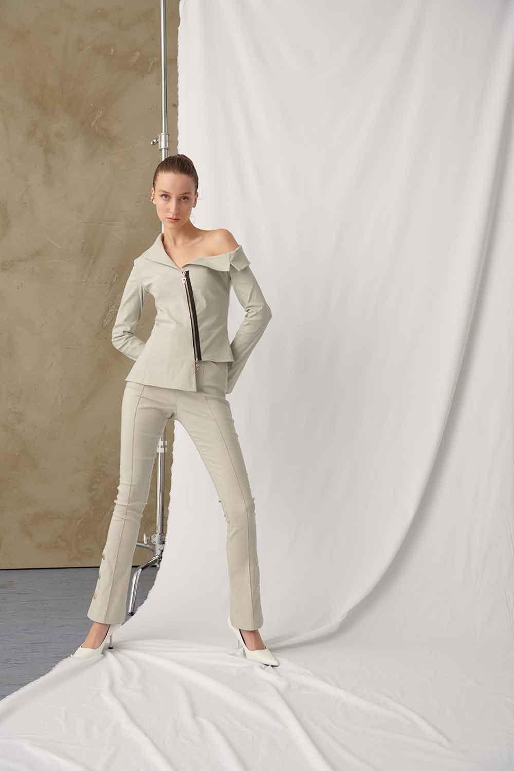 Mirimalist-Viva Pants Grey-Kumaş Pantolon-2-fleurdirect.live