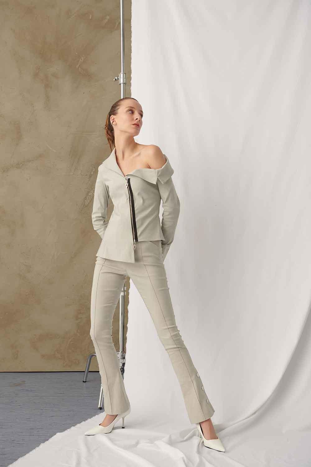 Mirimalist-Viva Pants Grey-Kumaş Pantolon-4-fleurdirect.live
