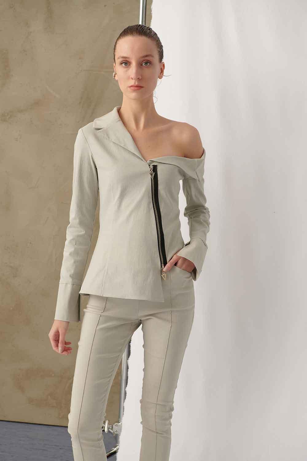 Mirimalist-Viva Pants Grey-Kumaş Pantolon-6-fleurdirect.live