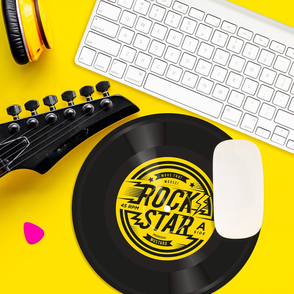 Mustard-Mustard Rock N Roll Mouse Pad-Mouse Pad-4-fleurdirect.live