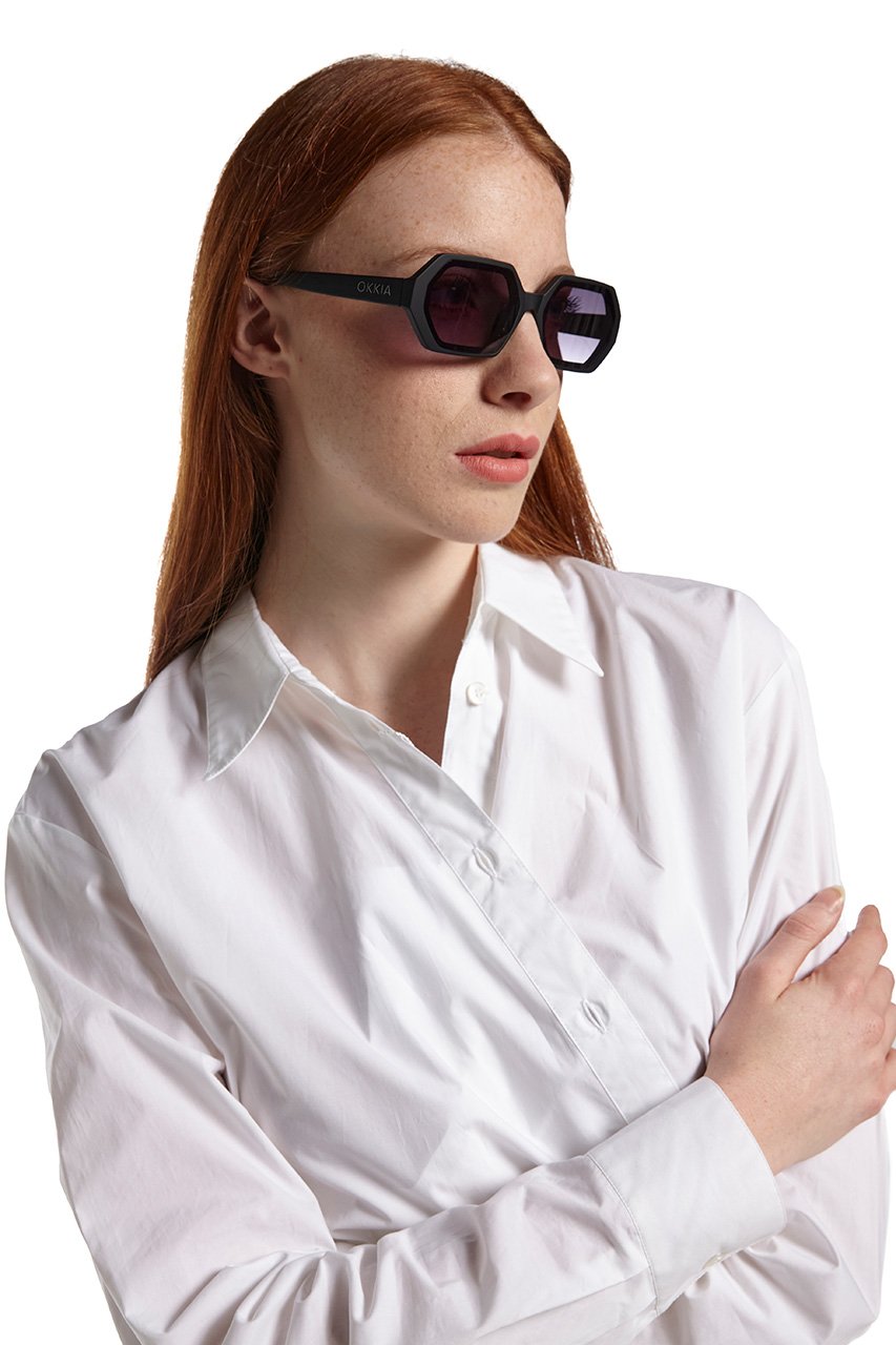 Okkia-Okkia Andrea Altıgen Unisex Güneş Gözlüğü Siyah-Güneş Gözlüğü-9-fleurdirect.live