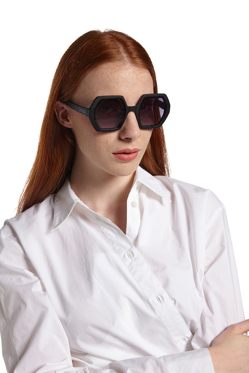 Okkia-Okkia Emma Big Hexagonal Unisex Güneş Gözlüğü Siyah-Güneş Gözlüğü-6-fleurdirect.live