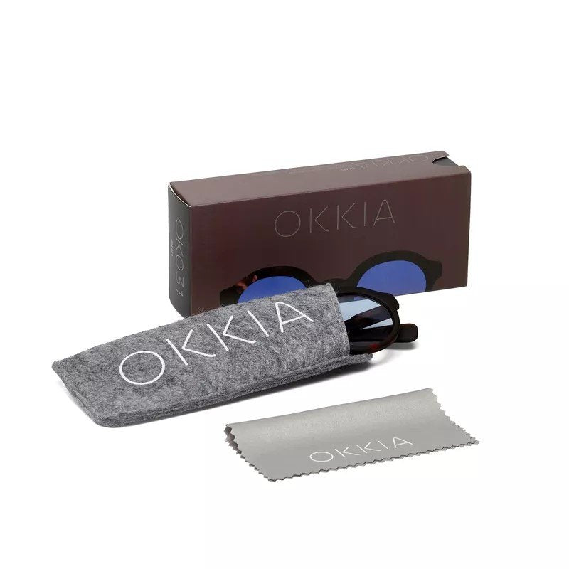 Okkia-Okkia Lauro Unisex Yuvarlak Siyah Havana Güneş Gözlüğü Mavi Gradyan-Güneş Gözlüğü-7-fleurdirect.live