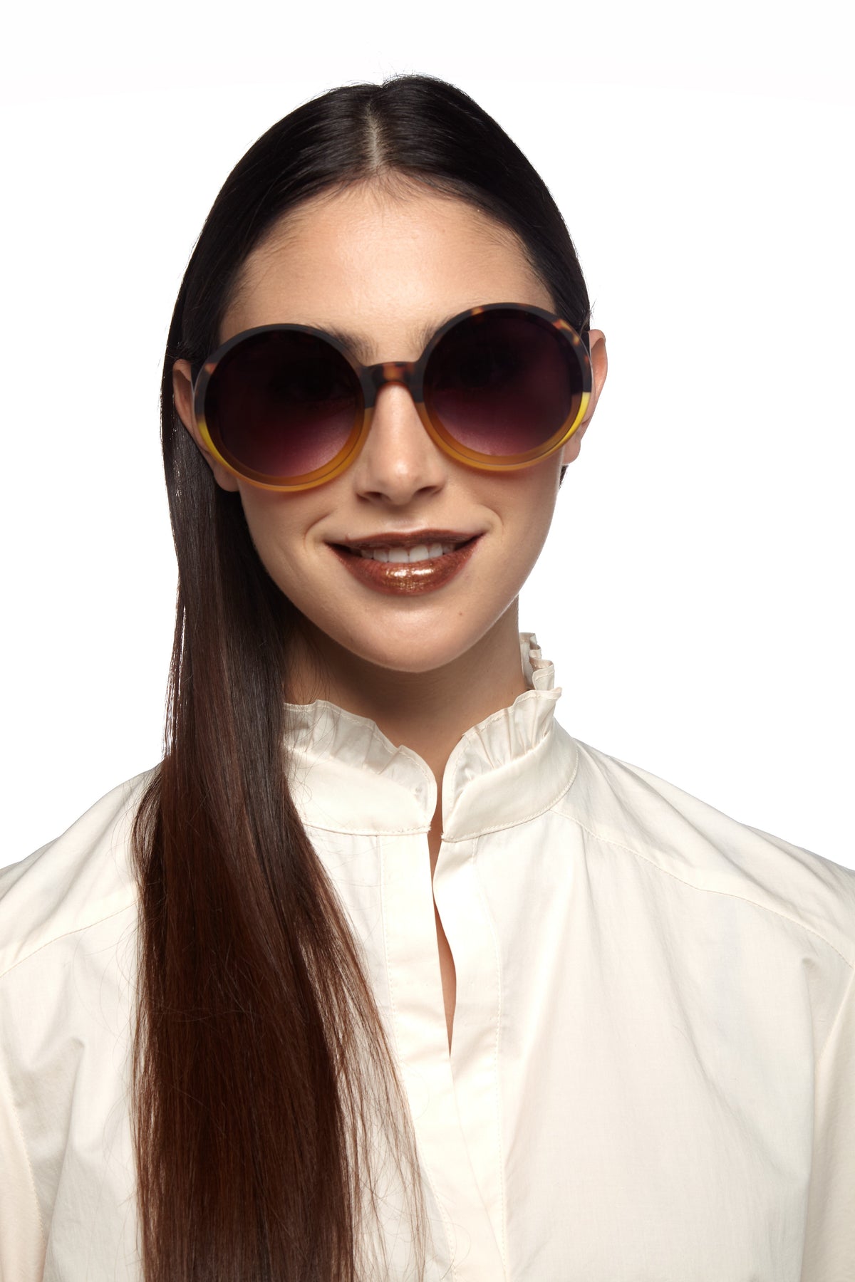 Okkia-Okkia Monica Unisex Büyük Yuvarlak Güneş Gözlüğü Havana Sarısı-Güneş Gözlüğü-7-fleurdirect.live