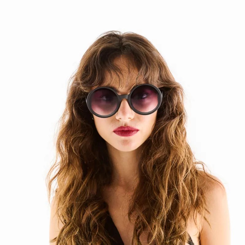 Okkia-Okkia Monica Unisex Büyük Yuvarlak Güneş Gözlüğü Siyah-Güneş Gözlüğü-2-fleurdirect.live