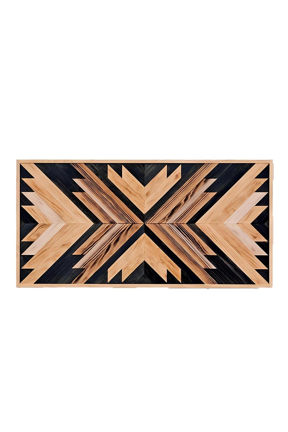 Postotto Design Studio-Mozaik Çift Kişilik Ahşap Yatak/ Baza Başlığı-Yatak-2-fleurdirect.live
