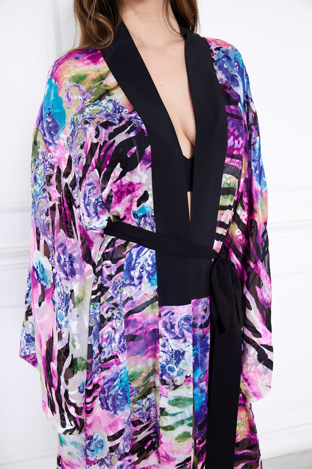 Silk Parade-Saf İpek Lila Desenli Yakma Şifon Kimono-Kimono-4-fleurdirect.live