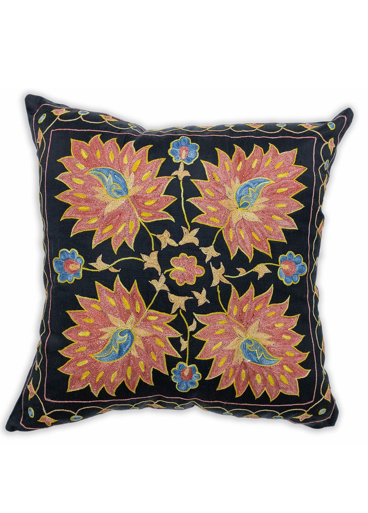 Soho Antiq-Kadio İpek İşlemeli Siyah Kırlent 50x50 Cm-Yastık-1-fleurdirect.live