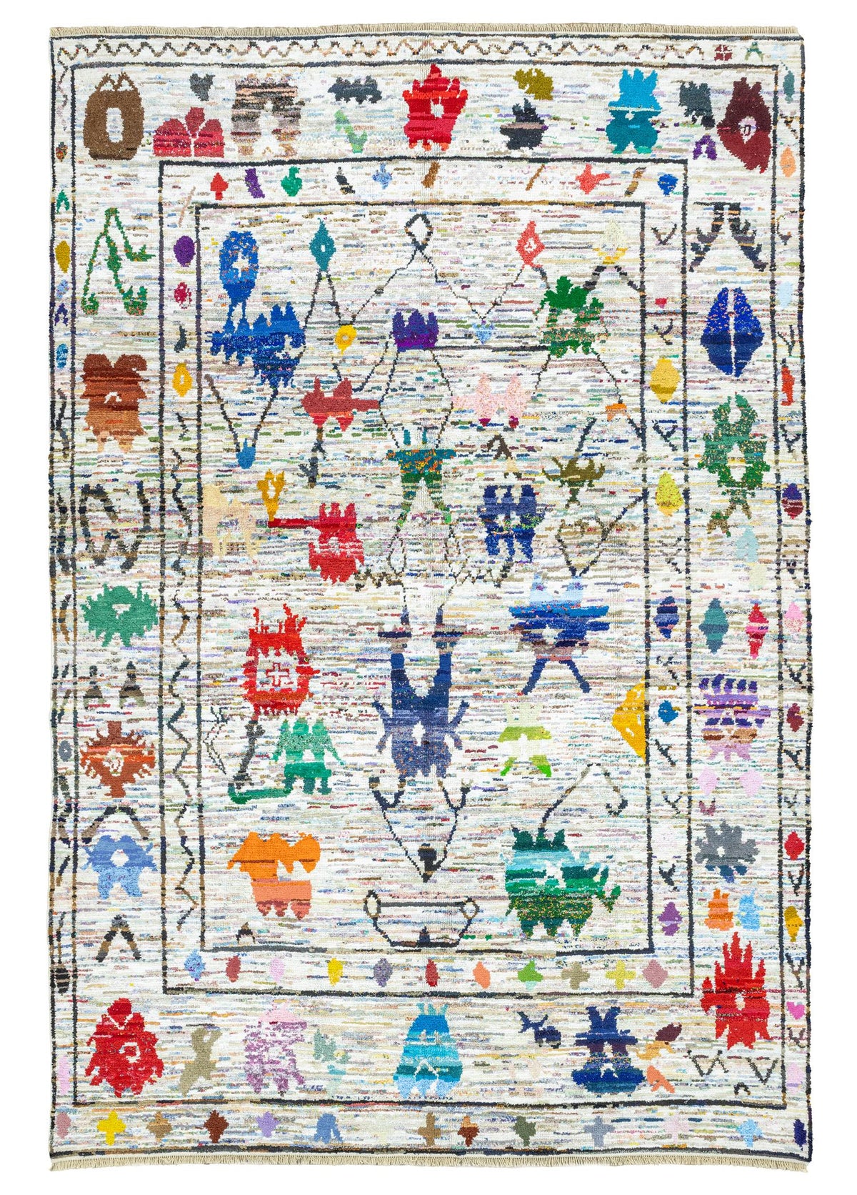 Soho Antiq-Timer İlkel Figürlü Renkli El Dokuma Halı 273x403 Cm-Halı-1-fleurdirect.live