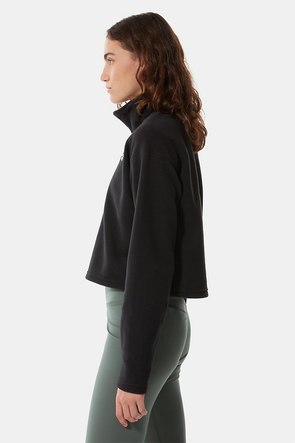 The North Face-Women 100 Glacier Cropped 1/4 Zip Black-Sweatshirts & Hoodies-4-fleurdirect.live
